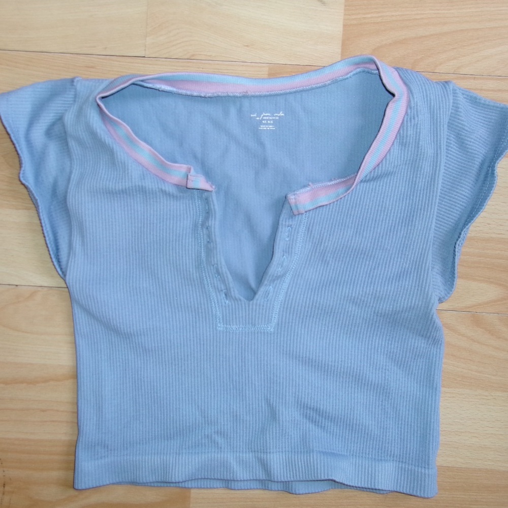 Light Blue Ribbed Crop Top
